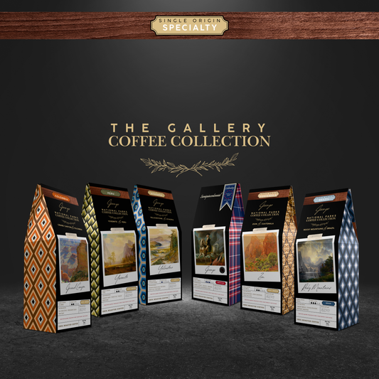 George National Parks coffee collection — necktie patterns from founder's father — Smithsonian paintings — single origin specialty coffee — Official Fellow Citizen