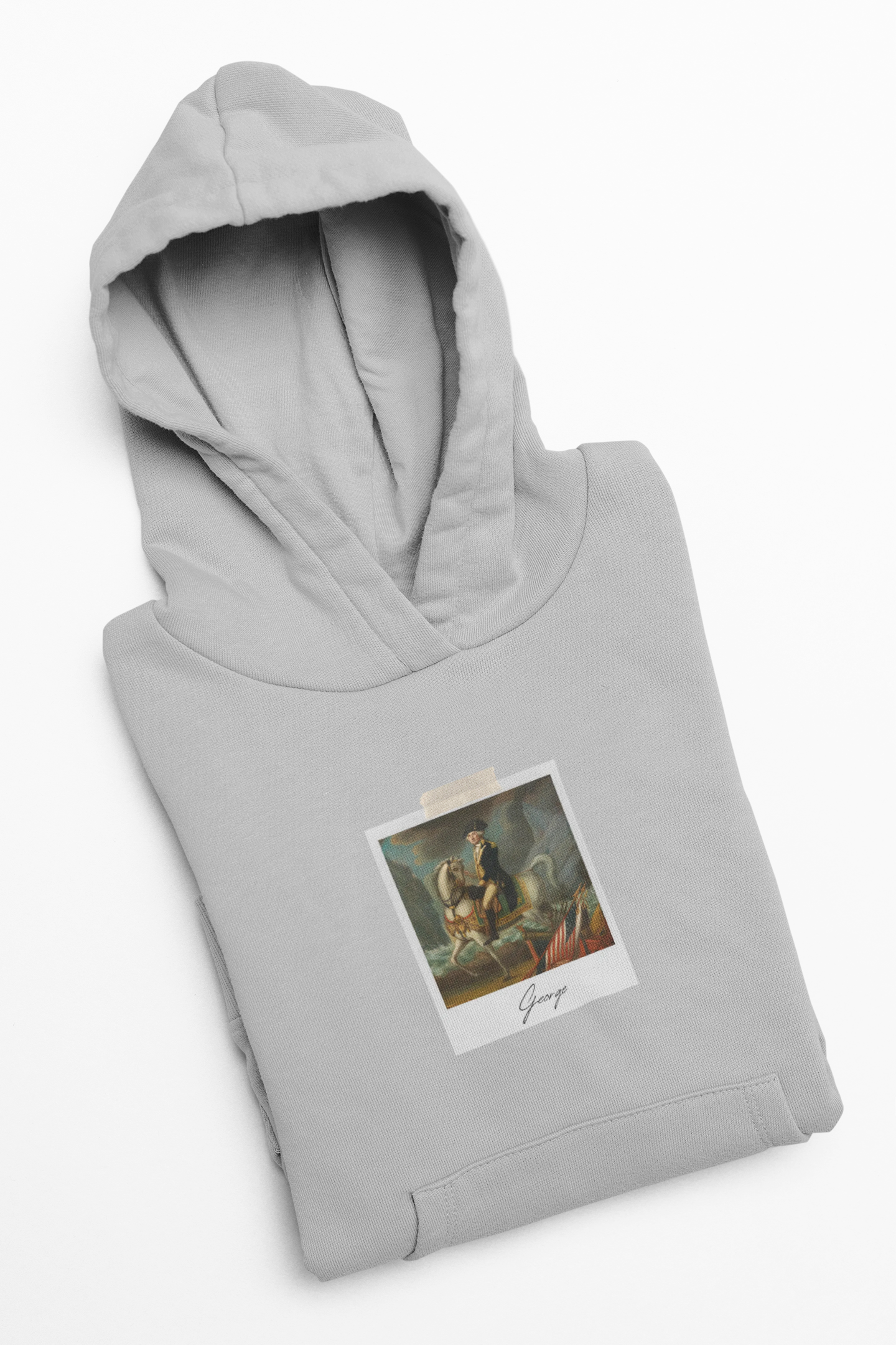 Classic Polaroid Art Hoodie — Vintage Painting Graphic on Heather Gray