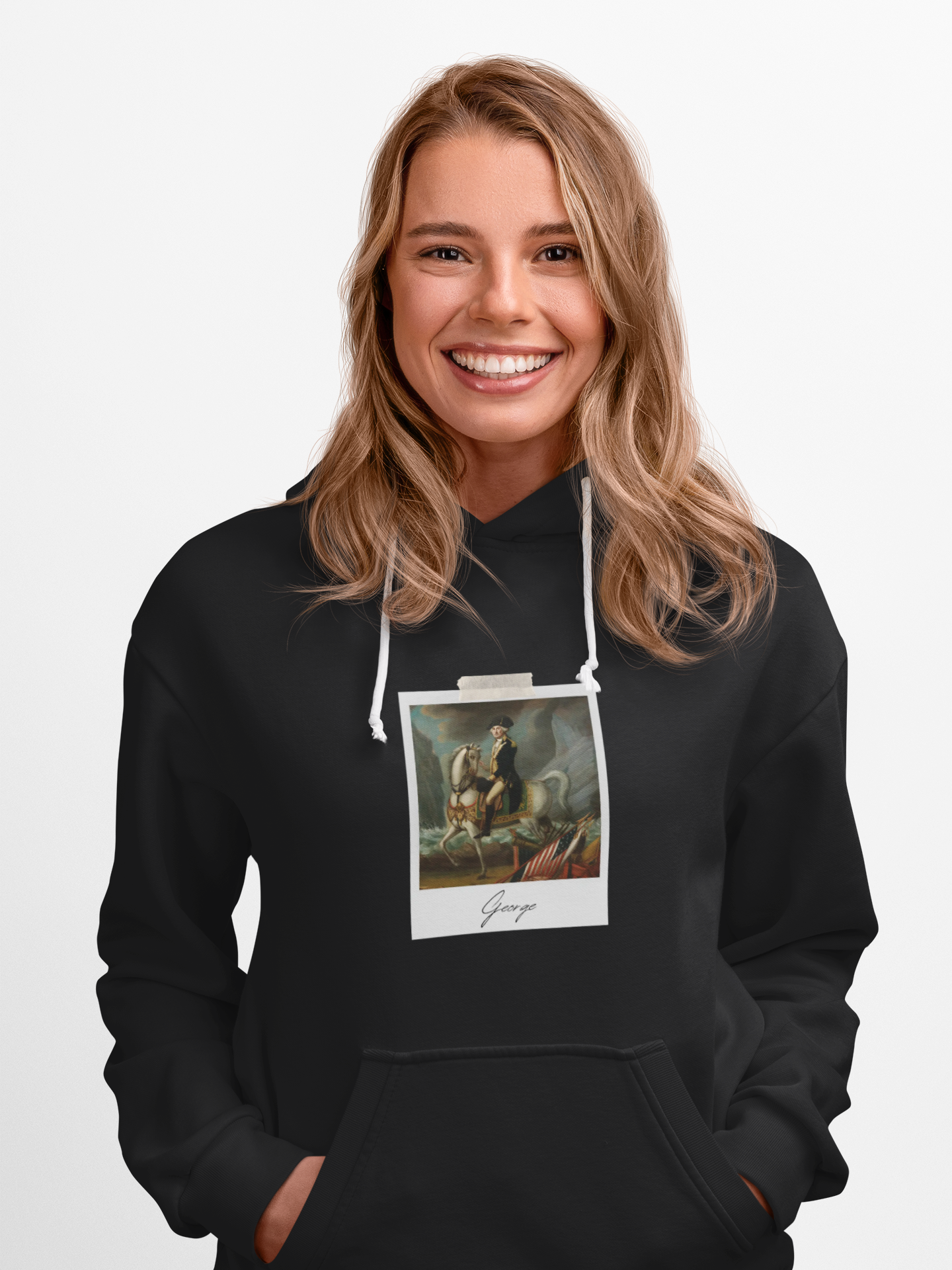 Classic Polaroid Art Hoodie — Vintage Painting Graphic on Heather Gray