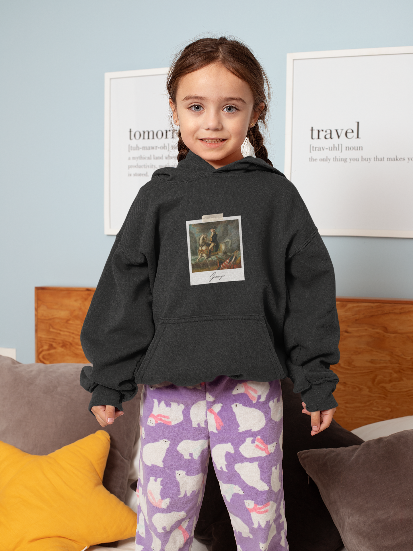 Classic Polaroid Art Hoodie — Vintage Painting Graphic on Heather Gray