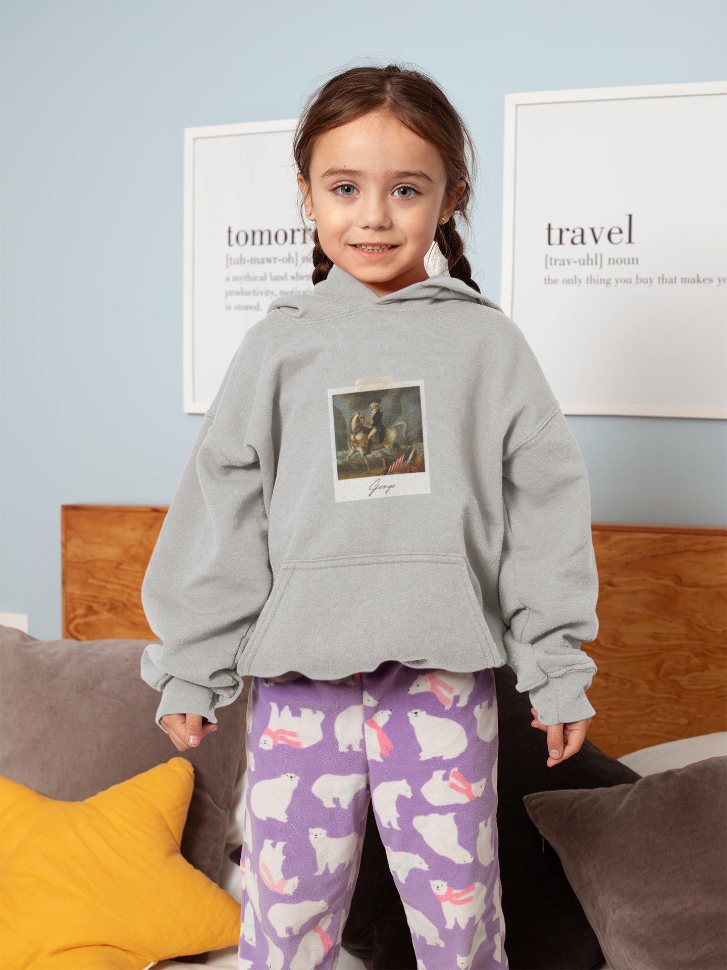 Classic Polaroid Art Hoodie — Vintage Painting Graphic on Heather Gray