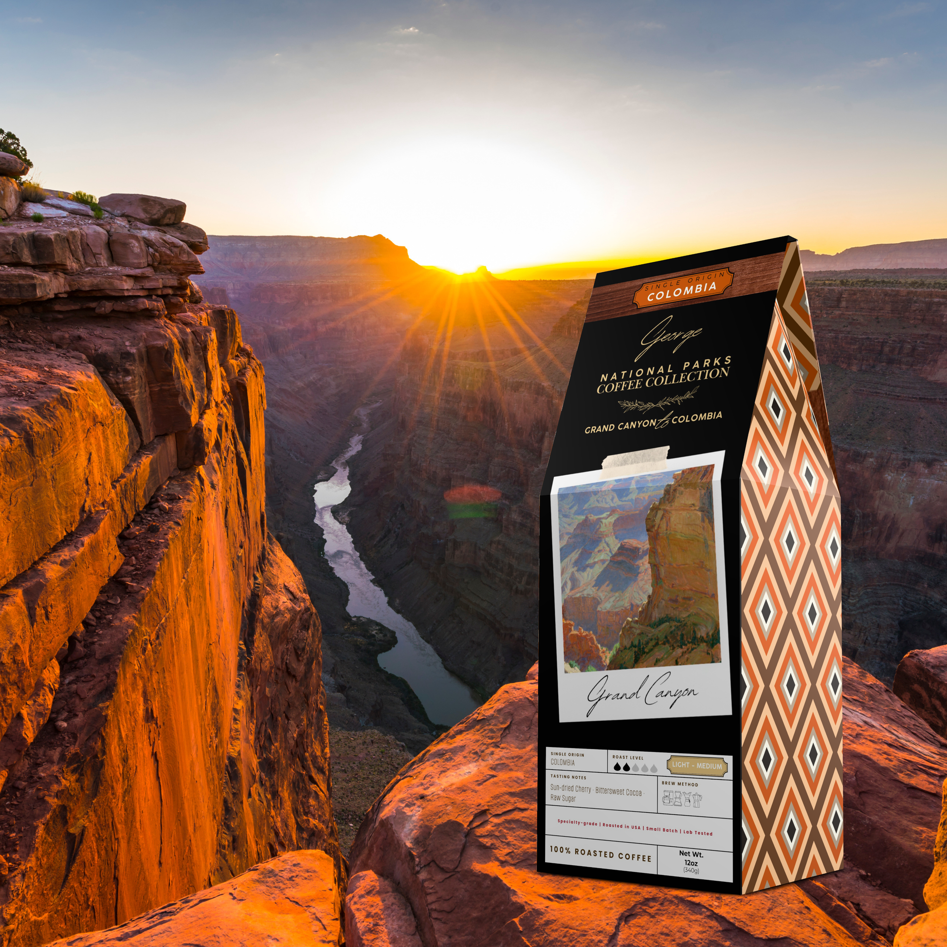 Grand Canyon — Single Origin Specialty Coffee — Colombia Huila and Cauca Departments. National Parks Coffee Collection. Carl Oscar Borg — Grand Canyon — ca. 1916–1932. Smithsonian American Art Museum. Official Fellow Citizen.
